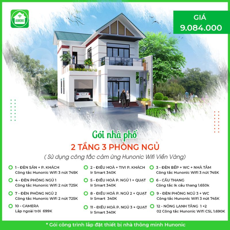 Trọn gói Nhà phố cơ bản có 2 tầng 3 phòng ngủ