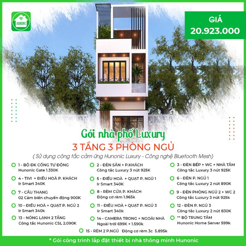 Trọn gói Nhà phố Luxury có 3 tầng 3 phòng ngủ